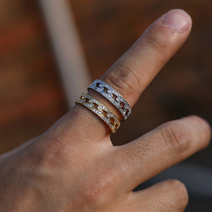 Anello Girevole Placcato Oro con Catena Cubana Iced Out CZ <span class=keywords><strong>da</strong></span> <span class=keywords><strong>Uomo</strong></span> e Donna, Misura XS - Product Image 3