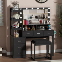 Commode avec miroir avec 6 tiroirs, bureau de maquillage, coiffeuse pour chambre de fille, prix d'usine le plus populaire
