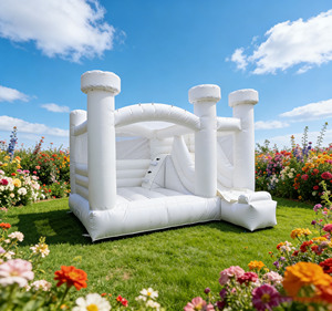 Castillo Inflable Blanco Comercial y Moderno con Tobogán, <span class=keywords><strong>Casa</strong></span> <span class=keywords><strong>de</strong></span> Brinco para Fiestas, Bodas y Eventos - Product Image 6