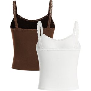 Camisetas sin mangas de encaje acanalado para mujer FOXA, top básico tipo camisola, paquete de 2, transpirable, de algodón y spandex - Product Image 3