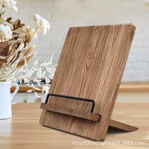 Solid Wood <b>Recipe</b> Rack Desktop Shelf <b>For</b> Kitchen <b>Book</b> Storage Retro Color Single Layer Wooden Display <b>Stand</b> - Product Image 4