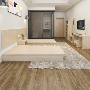 Modern Business Hotel <b>Bed</b> Sets Minimalist Wood <b>Platform</b> <b>Bed</b> <b>Frame</b> With Nightstands & Headboard for 3 Star Hotel Furniture - Product Image 3