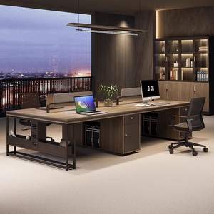 Escritorio de Oficina Moderno Combinado con Estación de Trabajo para Seis Personas con Cajones y Mampara Divisoria para Uso del Personal - Product Image 2