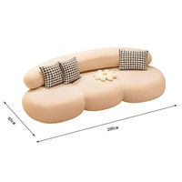 Canapé Courbé Crème - Velours Suédé & Laine d'Agneau Personnalisable pour Salons de Beauté, Boutiques de Vêtements, Salons et Halls