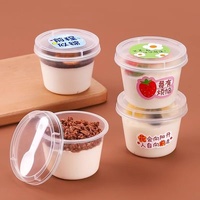 En Stock 280ml 220ml Boîtes à Gâteaux Plastique PP pour Desserts, Pots à Yaourt, Glace, Gelée, Pouding, Lait, avec Couvercle et Cuillère