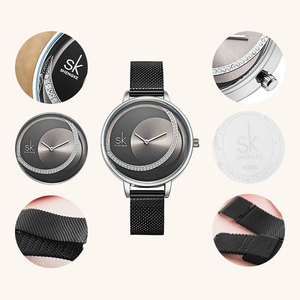Reloj SINOBI de lujo y elegancia para mujer, listo para enviar, en stock, envío rápido, correa de malla, correa de cuero, reloj de cuarzo para damas. - Product Image 5