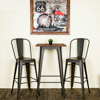 Table de bar haute moderne en bois massif et métal, durable, noire, pour bar à domicile, appartement, restaurant, hôtel, atelier