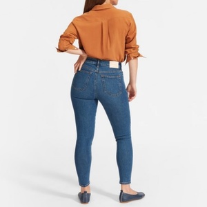 Pantalones de Moda Personalizados para Mujer, Talla Grande, Jeans de Mezclilla 100% Algodón, Cintura Alta, Jeans Ajustados Azules para Mujer, Fabricante - Product Image 3