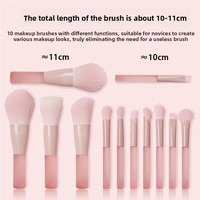 Lot de 10 pinceaux de maquillage en gelée, manche plastique, pour blush, yeux, estompage, nez, contour – Vente Flash