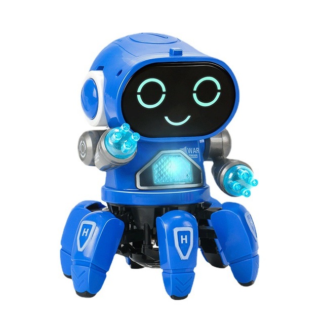 Kids Smart Electronic Humanoid Robot Toy Intelligent B/O Six Claws Walking Mechanical Dancing Robot with Light Music for Kids