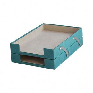 Porte-documents double en cuir, organiseur de bureau et accessoires de bureau, plateaux à dossiers, organiseur de fournitures de bureau - Product Image 4
