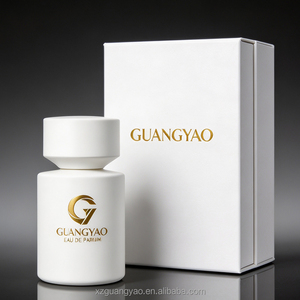Vente directe d'usine de flacons de parfum ronds en verre de 50 ml de couleur rouge avec logo doré, boîte d'emballage luxueuse sur mesure - Product Image 2