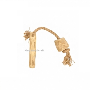 Premium Coffee Wood Tug Dog Toy with Eco Hemp <b>Rope</b> Sustainable Dental Chew for Pets Long Lasting Interactive Dog Products - Product Image 5