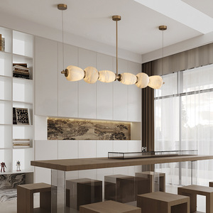 Lampadario Lineare in Marmo Naturale <span class=keywords><strong>a</strong></span> 6 Luci <span class=keywords><strong>LED</strong></span> di Lusso, Lampada <span class=keywords><strong>a</strong></span> Sospensione di Design in Alabastro per Soggiorno, Plafoniera <span class=keywords><strong>a</strong></span> <span class=keywords><strong>Soffitto</strong></span> - Product Image 6