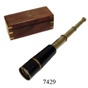 Antiguo latón sólido Marina telescopio náutico con caja de madera de mano de cuero en catalejo telescopio para venta - Product Image 2
