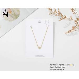 Collier cœur avec pendentif diamant blanc en acier inoxydable pour femme, bijoux tendance - Product Image 2