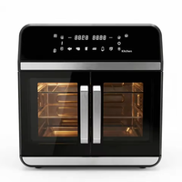 Freidora de Aire de 15L con Puerta Francesa, 1800W, Doble Puerta de Vidrio, Múltiples Rejillas, Acero Inoxidable, Pantalla Táctil