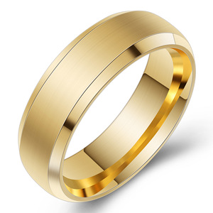 Titanium Steel <b>Couple</b> <b>Rings</b> 6Mm Simple Round Wedding Band Unisex Jewelry Blue Black Gold Steel Color - Product Image 3