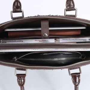 Bolso para Portátil de Piel de Cocodrilo <span class=keywords><strong>Siamés</strong></span> Genuina para Hombre, Mochila Cruzada Casual, Maletín de Negocios para Viajes con Cierre de Cremallera - Product Image 3