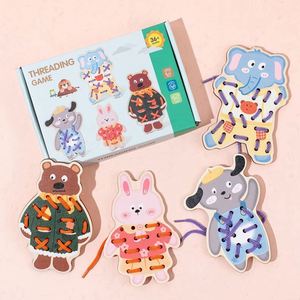 Cadeau d'anniversaire pour enfants : Jouets charmants, panneaux de cartes à lacer en bois en forme d'animaux mignons (dinosaures), ensemble d'activités de correspondance et de traçage - Product Image 2