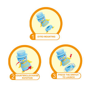 QS desain baru mainan Set Gyro permainan menembak permen 2 dalam 1 hewan kartun plastik 2 warna dengan lampu - Product Image 4