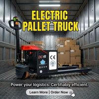 Chariot à palettes électrique avec frein électromagnétique, capacité de 1500 kg, design pliable avec poignée, pour opération en quai de chargement, fournisseur chinois