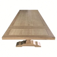 Table à manger extensible rectangulaire en chêne massif, style rustique rétro français de luxe HL704-300, 8 places, pour salle à manger.