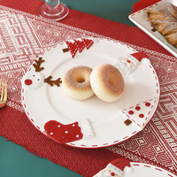 Noël père noël assiettes en porcelaine relief créatif assiette à Dessert Style occidental en céramique plat de noël maison décorer vaisselle