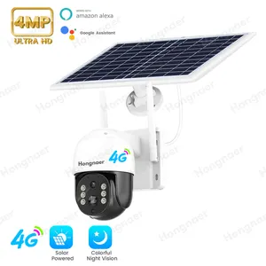 FHD 2K ICSEE EU 4G Tarjeta SIM Panel solar inteligente Vigilancia a prueba de agua PTZ 4G Cámara solar Cámara de seguridad inalámbrica Alexa