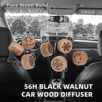 Diffuseur d'huiles essentielles en bois de noyer noir 56H au design moderne gravé, pour maison et voiture, avec clip de ventilation à évaporation naturelle