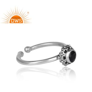 แหวนพลอยโอนิกซ์สีดำ925โบราณออกซิไดซ์แหวนเงินแฮนด์เมดแหวนเงินเครื่องประดับคอลเลกชันคลาสสิก - Product Image 3