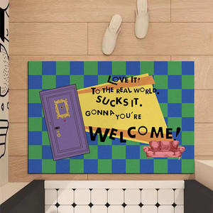 Friends Themed Rectangular Bath <b>Mat</b> Absorbent Non Slip <b>Rubber</b> Bottom Cartoon Design For Bathroom Shower Toilet Area - Product Image 4