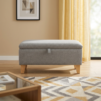 Banc ottoman moderne Ainsley en tissu rembourré avec rangement, design capitonné, pour la maison, le bureau, le salon, l'hôtel, l'appartement, la salle de bain
