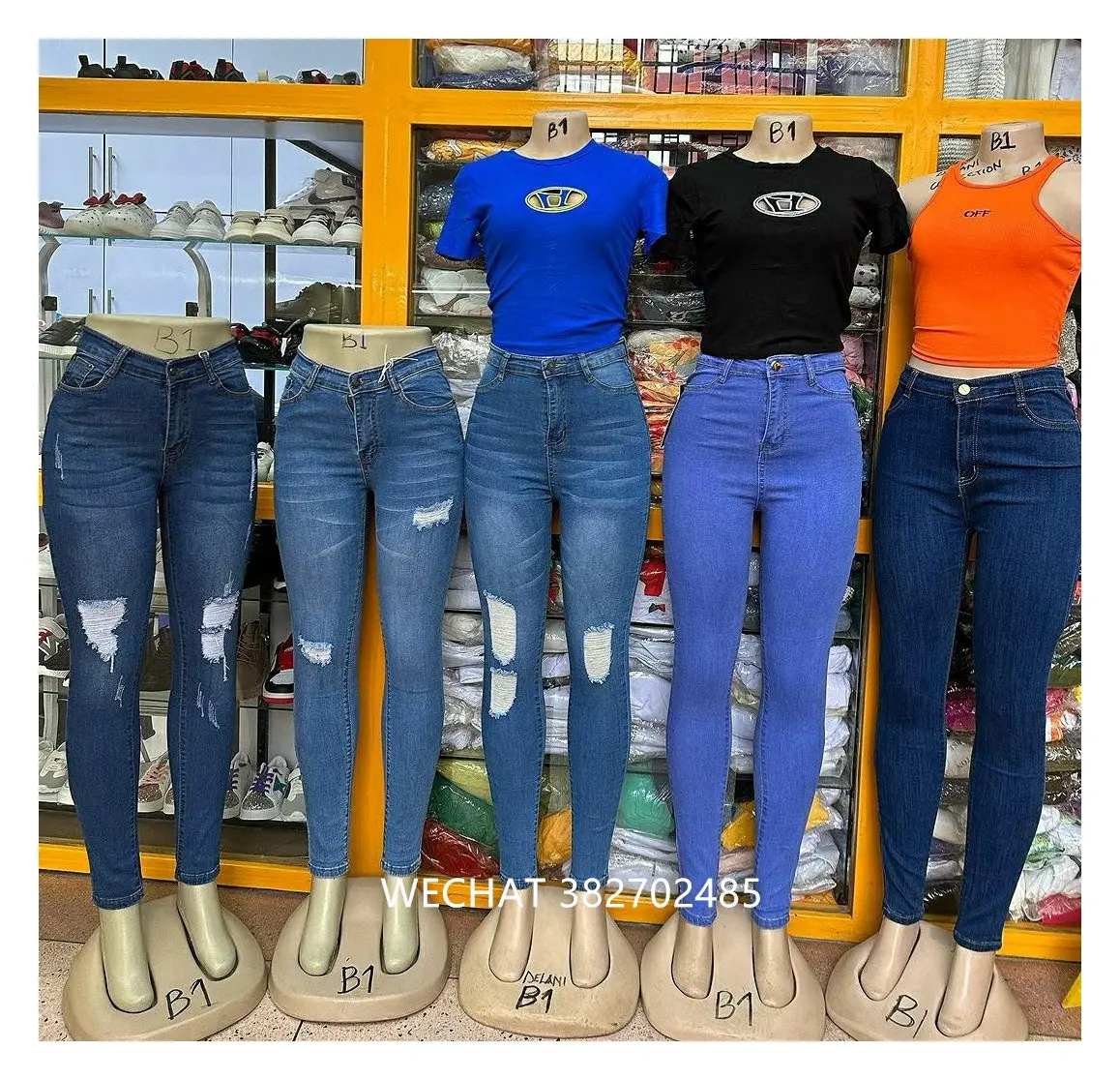 Jeans donna Deep indaco a vita alta donna Fitjeans Hot Fit Jeans palestra allenamento Fitness ragazza Jeans