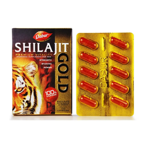 Dabur Shilajeet Gold 10 Cápsulas, Suplemento Alimenticio de Grado Alimenticio para Baja Energía, Vitalidad, Fuerza y Resistencia, de la India - Product Image 1