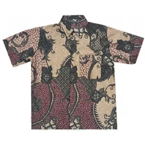 Camisas dos homens Roupas Motivo Batik Indonésia Camisa Para Homens Casual Batik Indonésia Manga Curta Clássico de Férias Masculinas