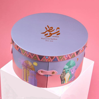 Rond personnalisé de noël mariage vide rotation dessert pâtisserie macaron boîtes de rangement papier chocolat boîte de bonbons emballage avec poignée