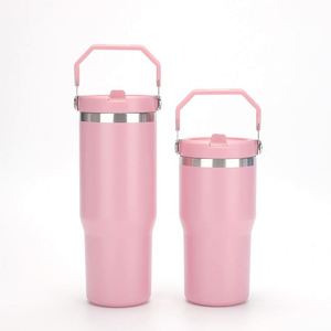 Travel Car Drink Tumbler with Easy Carry Handle, 30oz Stainless Steel Double Wall <b>Insulated</b> <b>Cup</b> for Coffee - Product Image 6