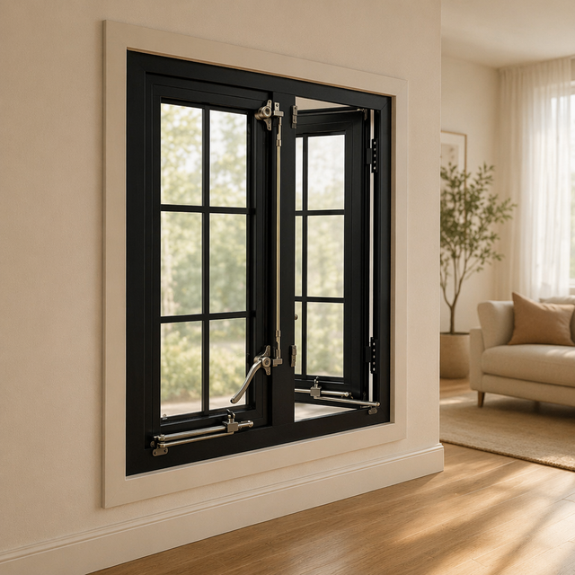 Economical Non-Thermal Break Double Casement Door Modern Design Soundproof Aluminum Alloy Frame Triple Insulated Tempered Glass