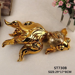 <span class=keywords><strong>Fondo</strong></span> de decoración del hogar pez dorado colgante de pared escultura de resina - Product Image 2