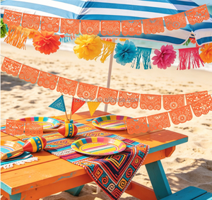 Pancarta de Plástico Decorativa para <span class=keywords><strong>Fiesta</strong></span> Mexicana de <span class=keywords><strong>la</strong></span> Cosecha de Maíz, Papel Picado Naranja, <span class=keywords><strong>Fiesta</strong></span> de <span class=keywords><strong>la</strong></span> Cosecha - Product Image 2
