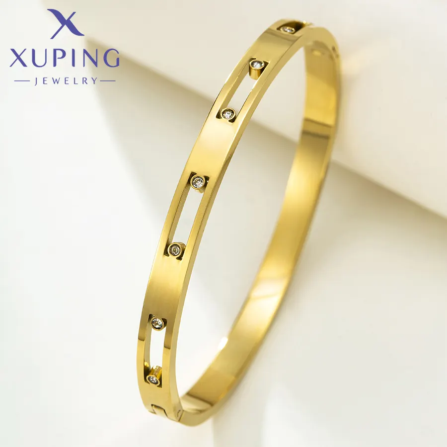 Ttm Xuping สินค้ามาใหม่แฟชั่น14K สร้อยข้อมือสแตนเลสสตีลลายหัวใจผีเสื้อเครื่องประดับสร้อยข้อมืองูเพทายสำหรับผู้หญิง