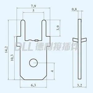 250 (6.3) Four-Pin Tab (0.8) PCB connector terminal solder terminal fou-pin fixed