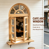Ventana Arqueada de Pino Sólido, Marco Curvo de Madera Maciza para Decoración de Edificios Clásicos y Villas