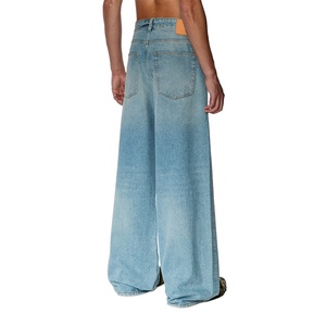 Nouveau Jean Homme Streetwear Bleu Clair Délavé Décontracté Coupe Large Effet Usé Empilé - Product Image 2