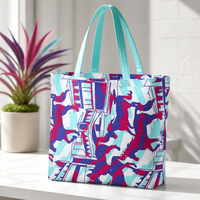 Sacs en toile de coton tissée à grande capacité, imprimés sur toute la surface, motifs géométriques abstraits, style urbain multicolore