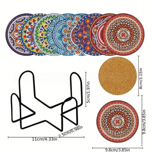 Sous-verres en <span class=keywords><strong>peinture</strong></span> diamantée, 4 pièces, motif Mandala, dessous <span class=keywords><strong>de</strong></span> plat <span class=keywords><strong>de</strong></span> cuisine, décoration <span class=keywords><strong>de</strong></span> maison en bois, protection <span class=keywords><strong>de</strong></span> table QQ045 - Product Image 3