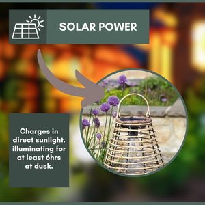Linternas solares LED de ratán, linternas de iluminación para jardín, luz de jardín, decoración de jardín, luz tejida para el hogar, linternas colgantes de ratán para exteriores - Product Image 4
