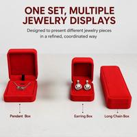 Boîte à bijoux en suède en gros, faible MOQ, pour bagues, bracelets, pendentifs, boîte à bijoux en velours rouge, chaînes de luxe, canapé