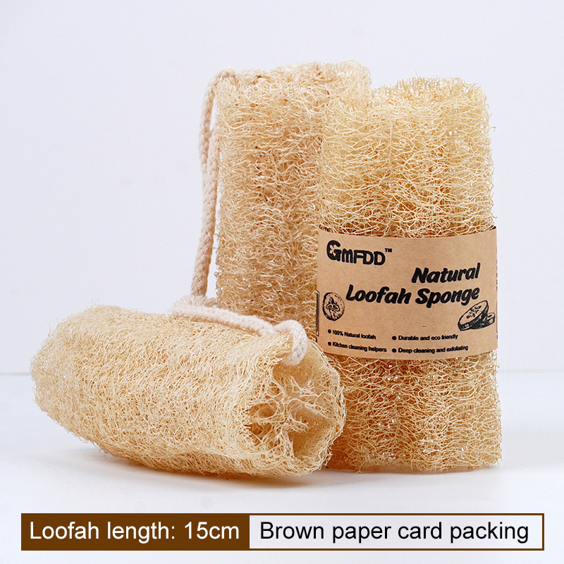 Loofah naturel doux de 15 cm avec corde, 1 pièce/papier kraft